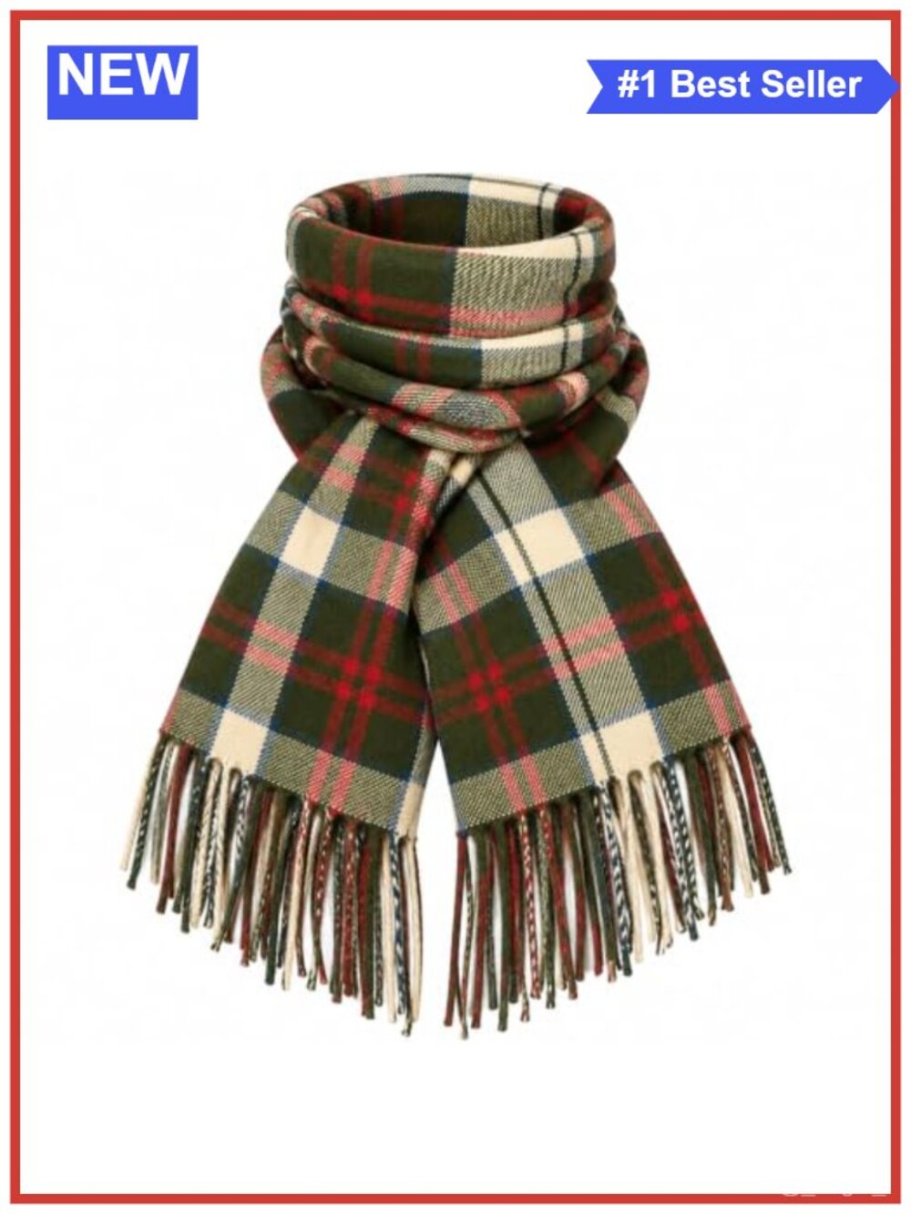 Oversized Soft Warm Plaid Winter Scarf Wrap with Tassels